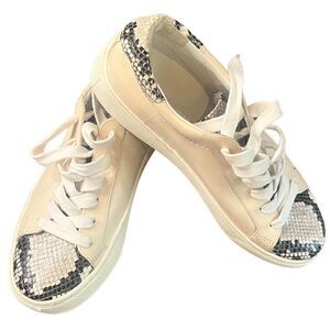 VERONICA BEARD Natural Python Ivory Leather Sneaker NWOB Size 5 1/2